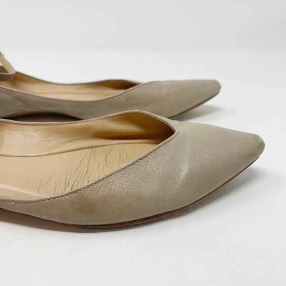 Belle by Sigerson Morrison Size 7.5 Cream Sable Flats Ankle Strap Pointed Toe - Picture 3 of 15